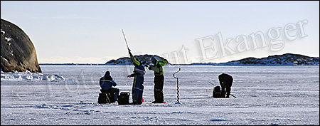 Isfiskere - Islagt i Stavern -  Foto: Knut Ekanger
